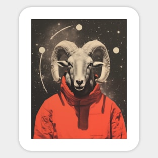 Aries Ram Surrealistic Collage Sticker